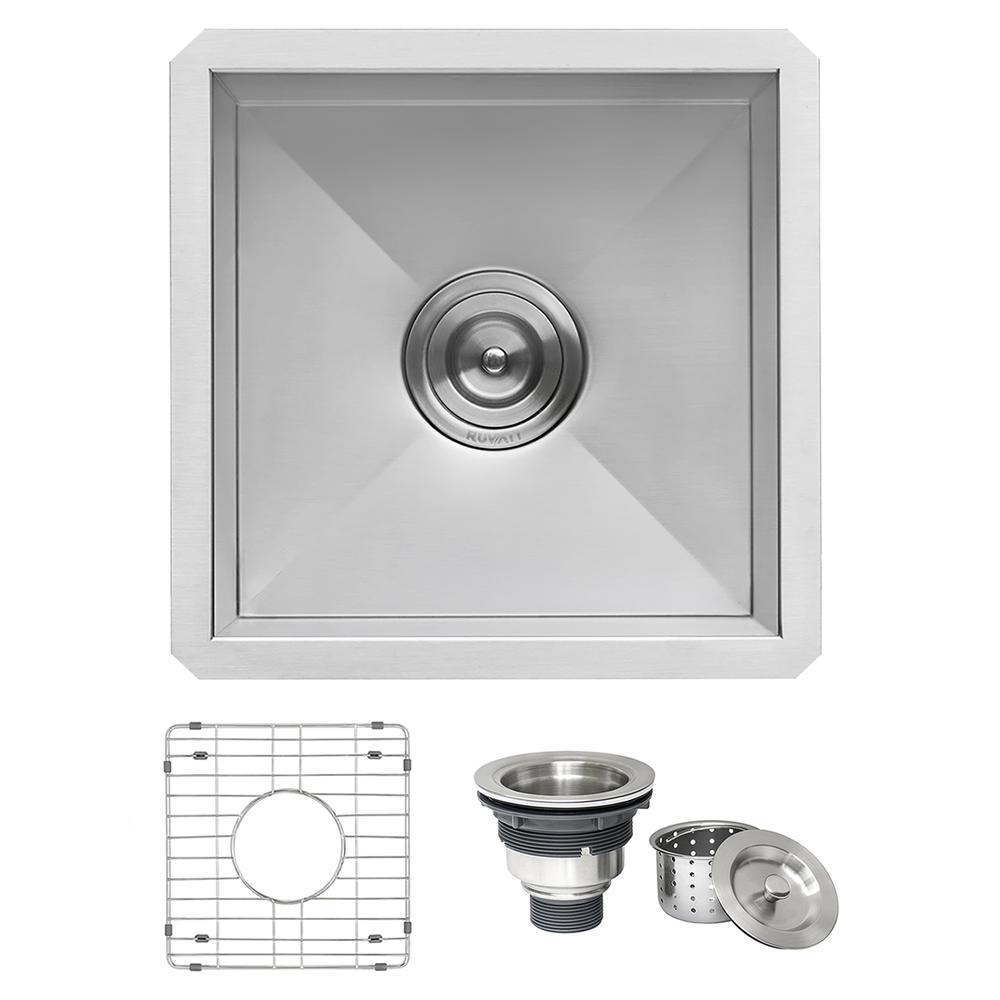 Ruvati 13 x 15 in Undermount 16 Gauge Zero Radius Bar Kitchen Sink Single Bowl. Picture 2