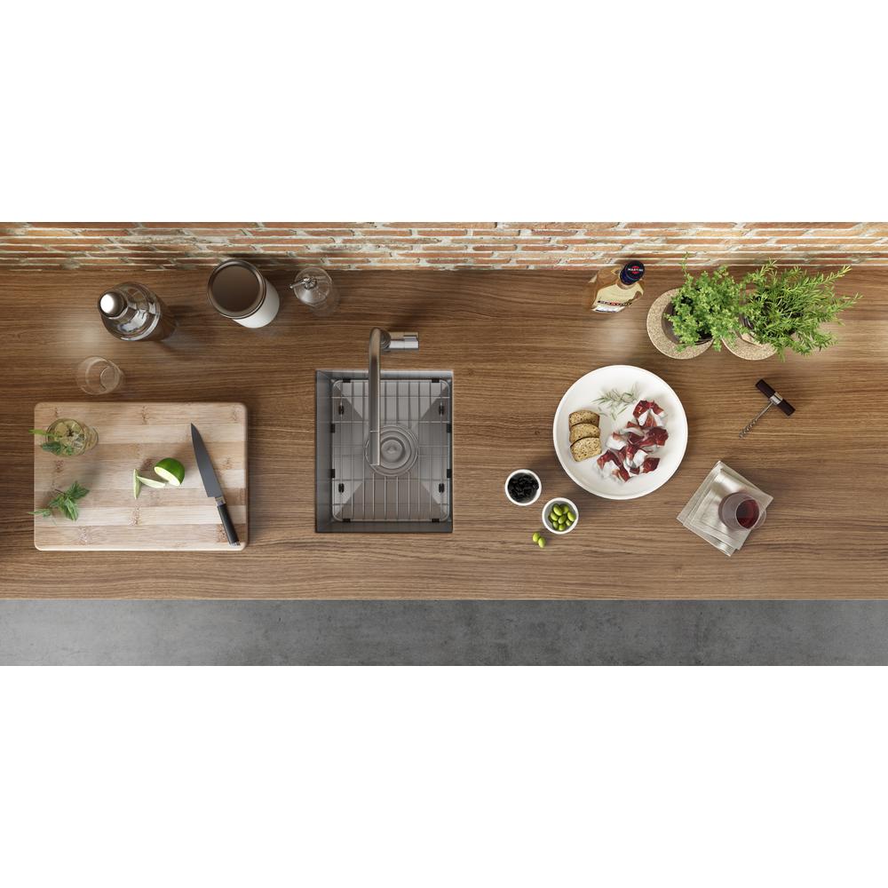 Ruvati 13 x 15 in Undermount 16 Gauge Zero Radius Bar Kitchen Sink Single Bowl. Picture 4
