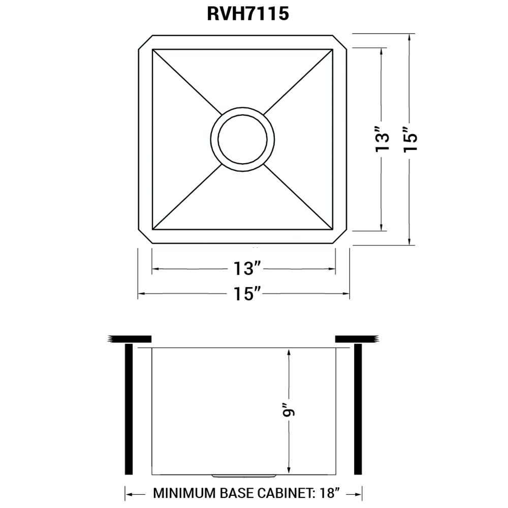 Ruvati 15 x 15 in Undermount 16 Gauge Kitchen Sink Single Bowl. Picture 12