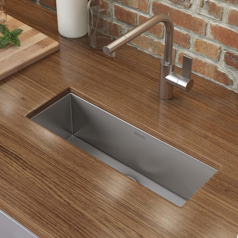 Ruvati 23" x 8" Bar Prep Sink Narrow Trough Undermount 16 Gauge Single Bowl. Picture 14