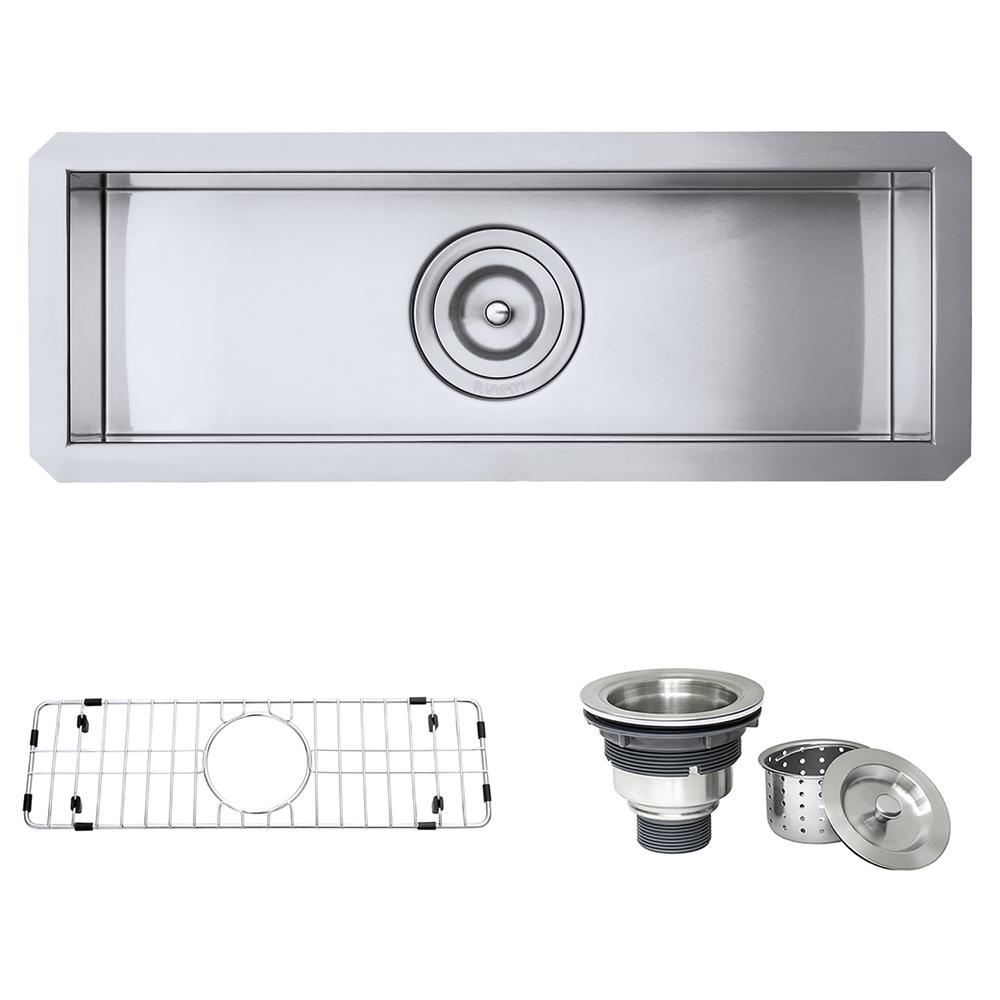 Ruvati 23" x 8" Bar Prep Sink Narrow Trough Undermount 16 Gauge Single Bowl. Picture 4