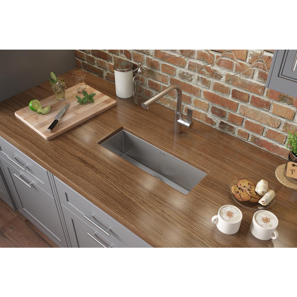 Ruvati 23" x 8" Bar Prep Sink Narrow Trough Undermount 16 Gauge Single Bowl. Picture 6