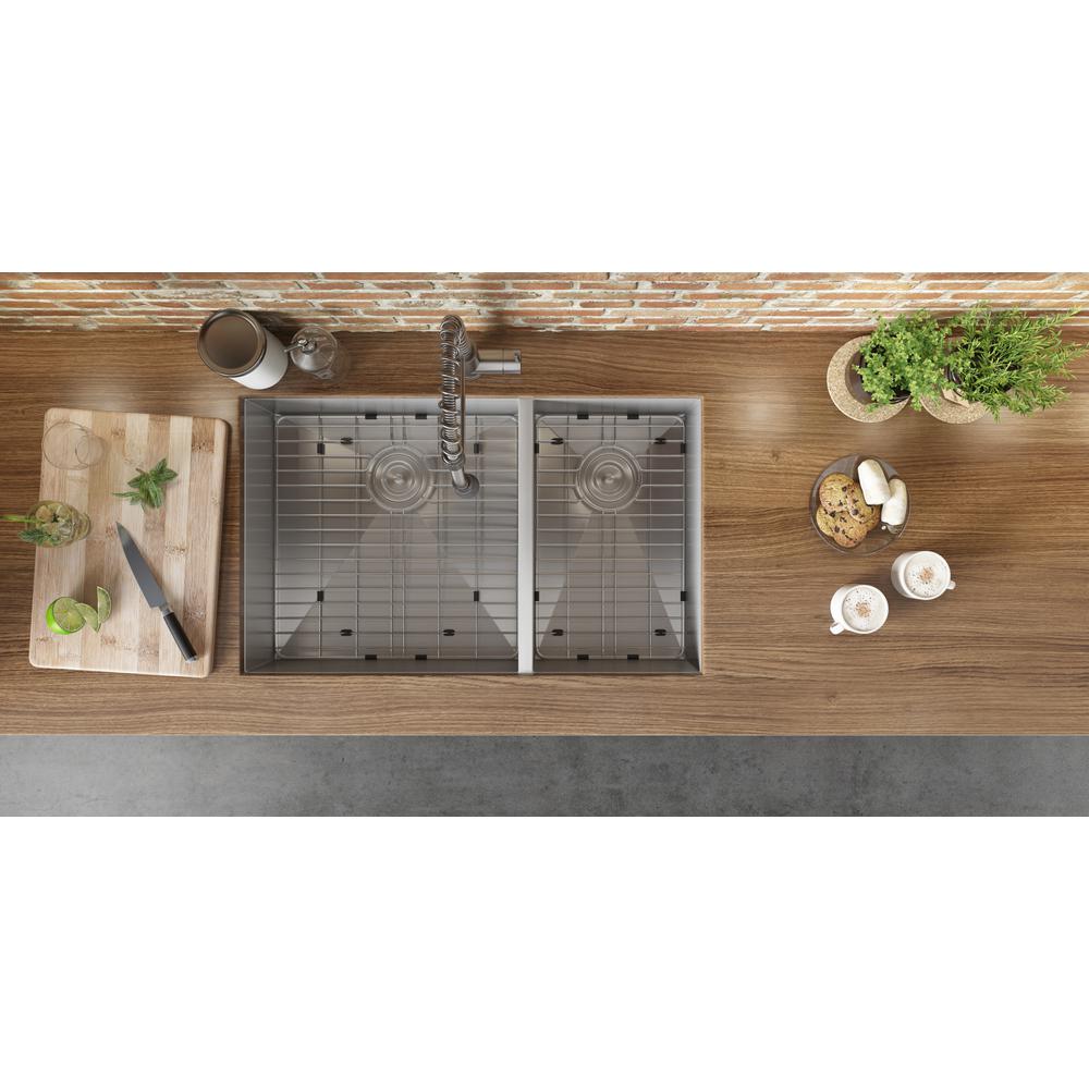 Ruvati 29-inch Undermount 60/40 Double Bowl Zero Radius 16 Gauge Kitchen Sink. Picture 4