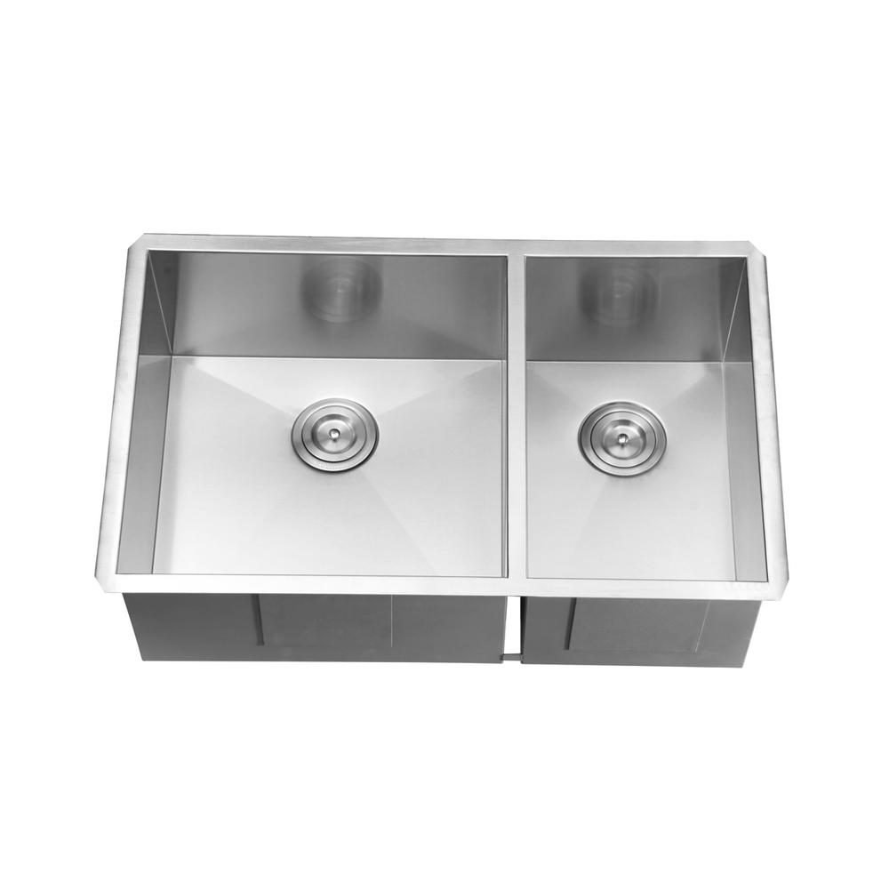 Ruvati 29-inch Undermount 60/40 Double Bowl Zero Radius 16 Gauge Kitchen Sink. Picture 7