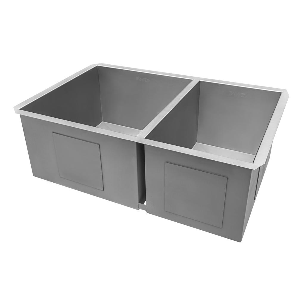Ruvati 29-inch Undermount 60/40 Double Bowl Zero Radius 16 Gauge Kitchen Sink. Picture 10