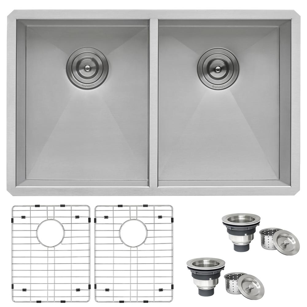 Ruvati 30-inch Undermount 50/50 Double Bowl Zero Radius 16 Gauge Kitchen Sink. Picture 2