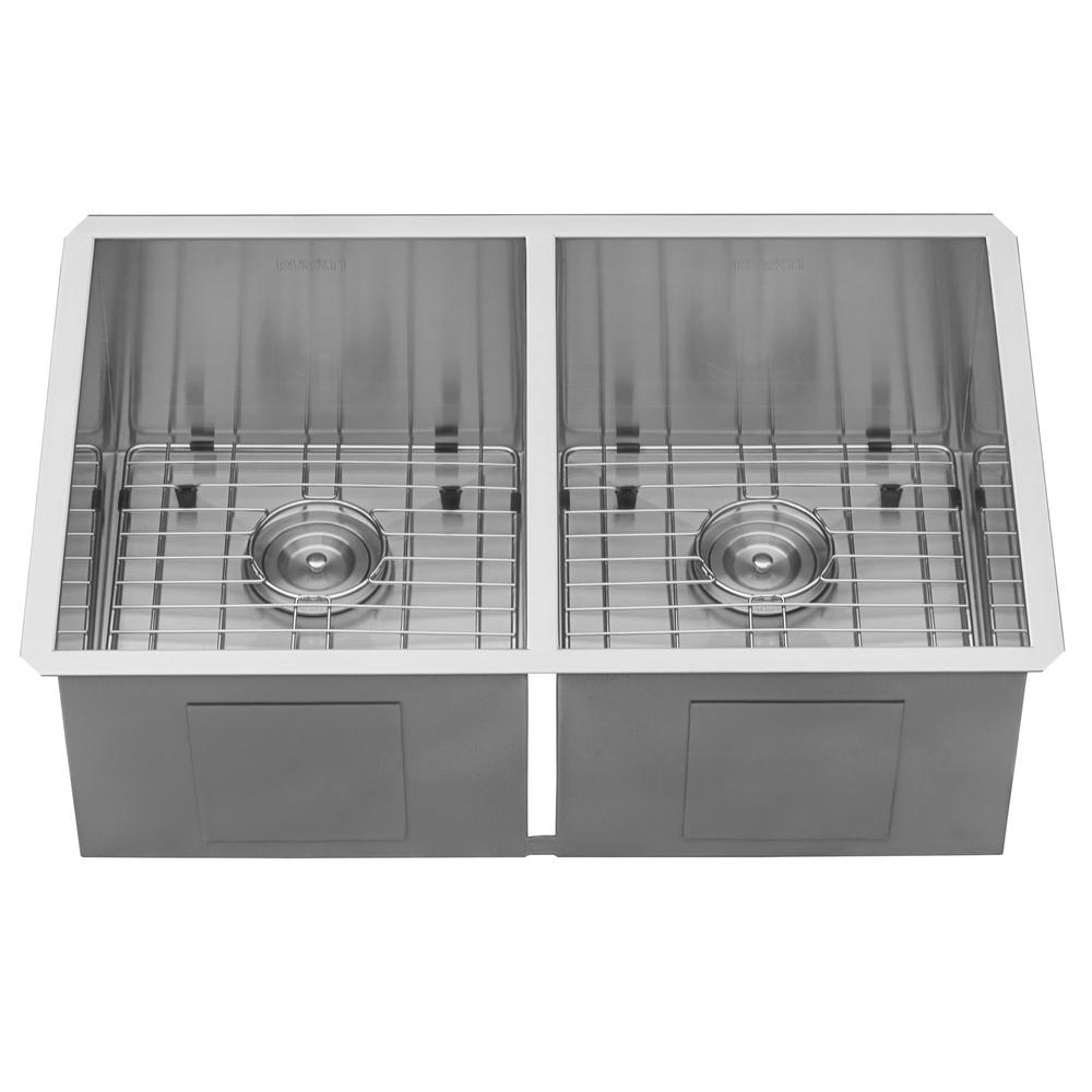 Ruvati 30-inch Undermount 50/50 Double Bowl Zero Radius 16 Gauge Kitchen Sink. Picture 6
