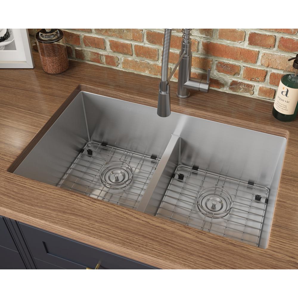 Ruvati 30-inch Low-Divide Undermount Double Bowl 16 Gauge Kitchen Sink. Picture 12
