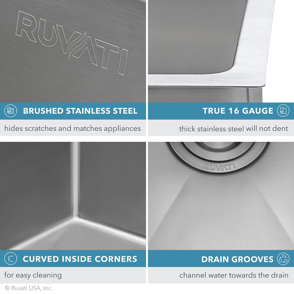 Ruvati 30-inch Low-Divide Undermount Double Bowl 16 Gauge Kitchen Sink. Picture 14