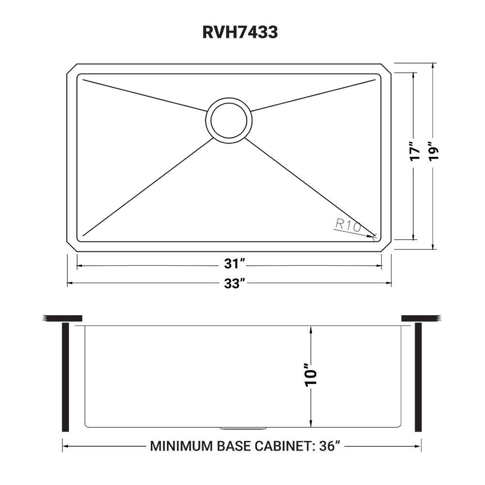 Ruvati 33-inch Undermount 16 Gauge Kitchen Sink Single Bowl. Picture 12