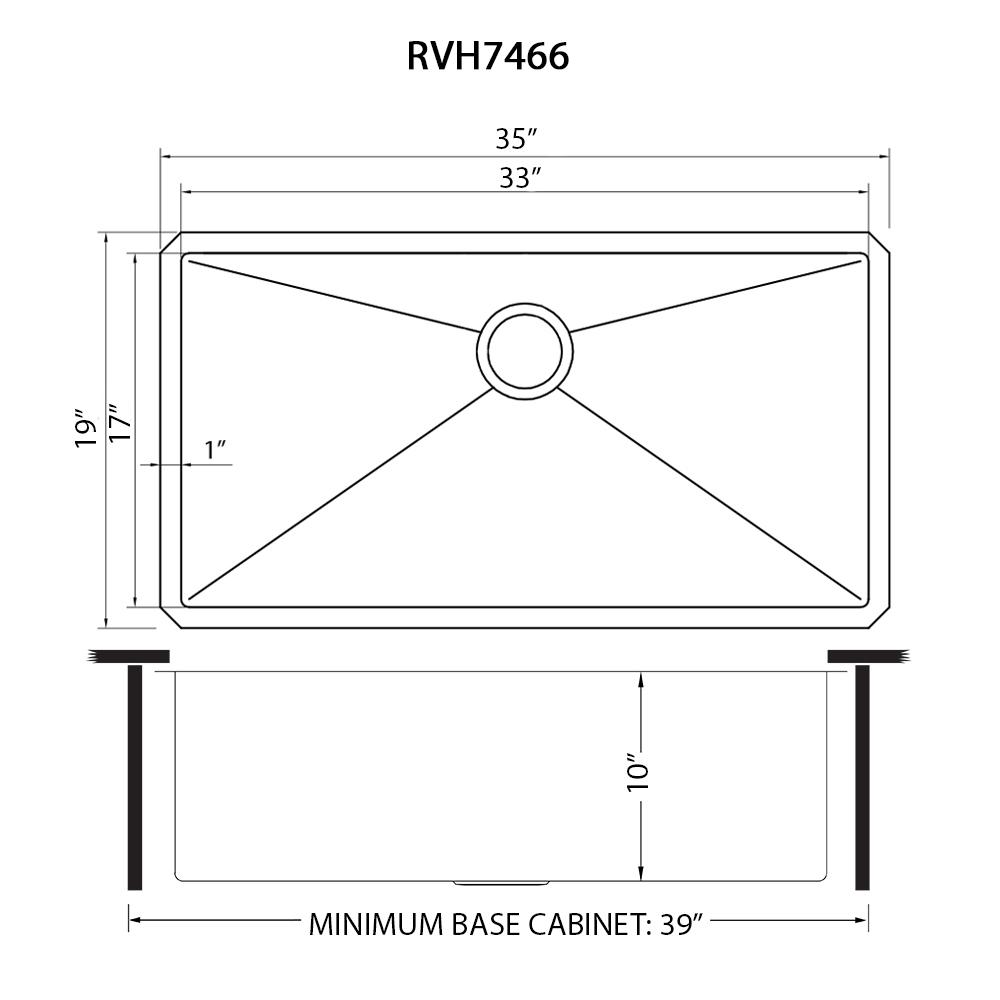 Ruvati 35-inch Undermount 16 Gauge Kitchen Sink Single Bowl. Picture 6