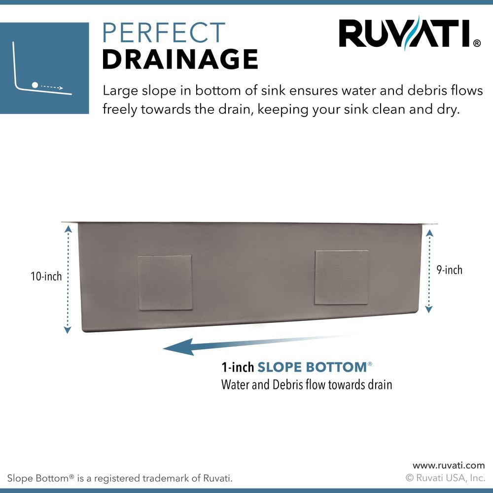Ruvati 27-inch Slope Bottom Offset Drain Undermount Kitchen Sink Single Bowl. Picture 14