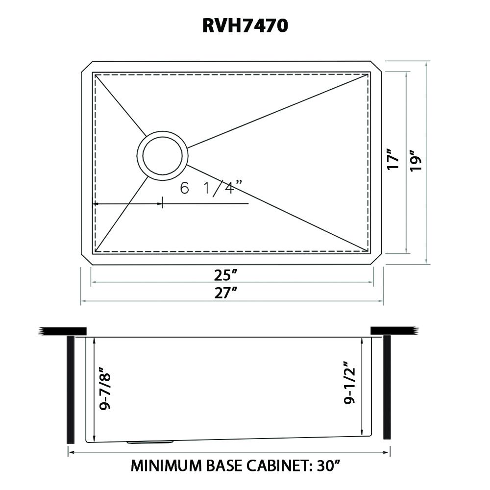 Ruvati 27-inch Slope Bottom Offset Drain Undermount Kitchen Sink Single Bowl. Picture 10