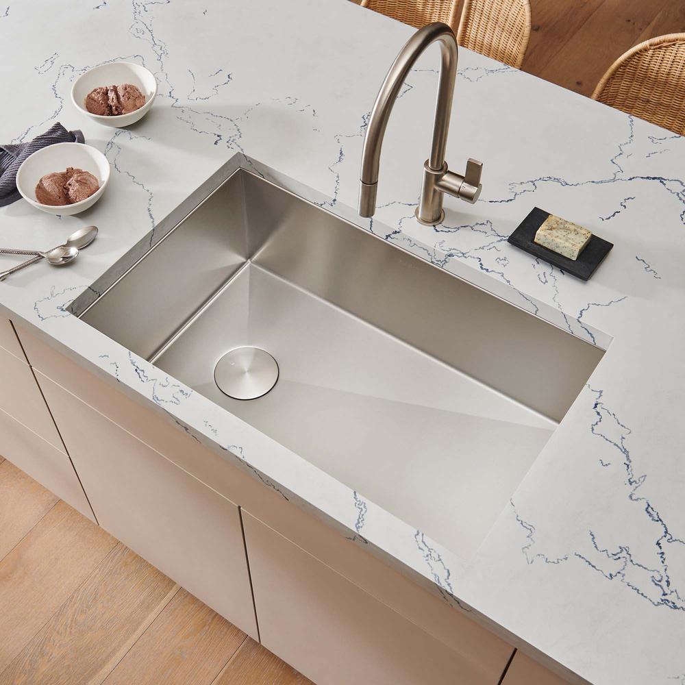 Ruvati 30-inch Slope Bottom Offset Drain Undermount Kitchen Sink Single Bowl. Picture 11