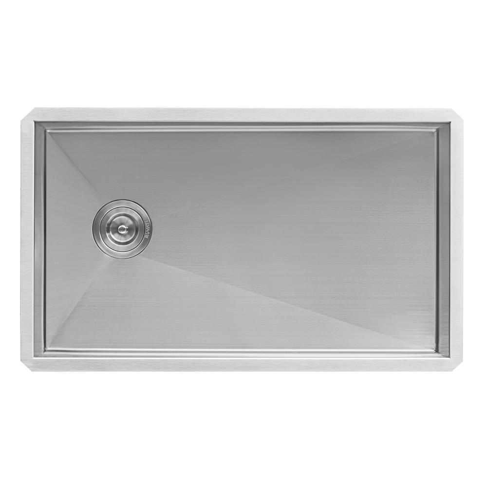 Ruvati 30-inch Slope Bottom Offset Drain Undermount Kitchen Sink Single Bowl. Picture 1