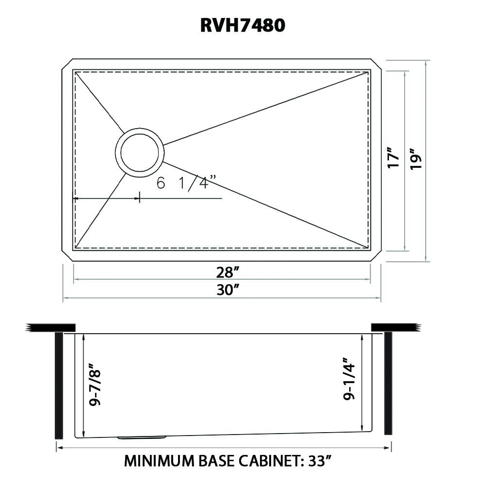 Ruvati 30-inch Slope Bottom Offset Drain Undermount Kitchen Sink Single Bowl. Picture 10