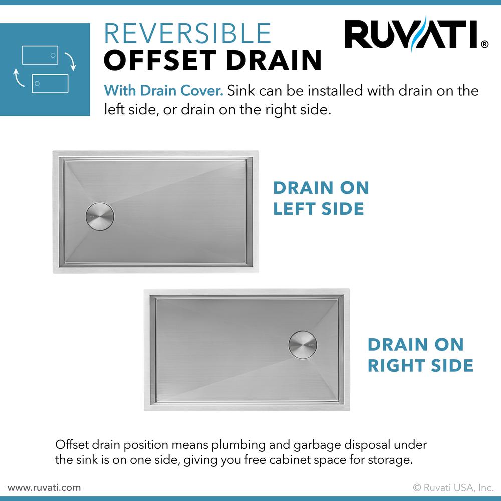 Ruvati 32-inch Kitchen Sink Undermount 16 Gauge. Picture 4