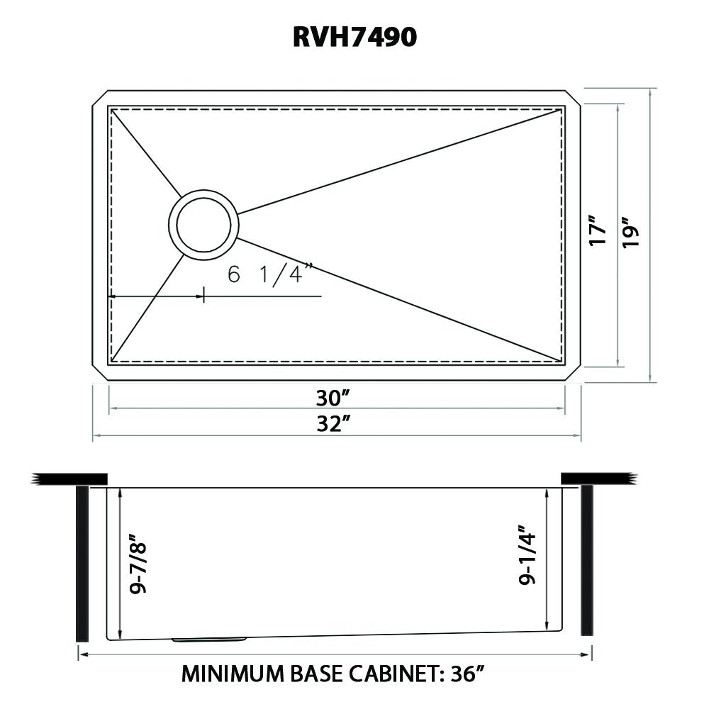 Ruvati 32-inch Kitchen Sink Undermount 16 Gauge. Picture 13