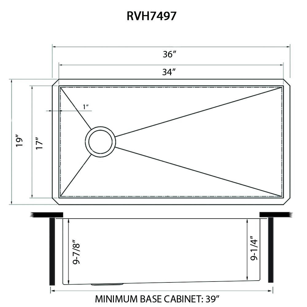 Ruvati 36-inch Kitchen Sink Undermount 16 Gauge. Picture 9