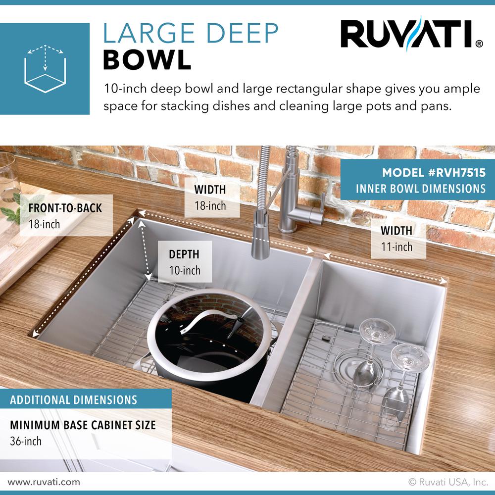 Ruvati 32-inch 16 Gauge Kitchen Sink. Picture 7