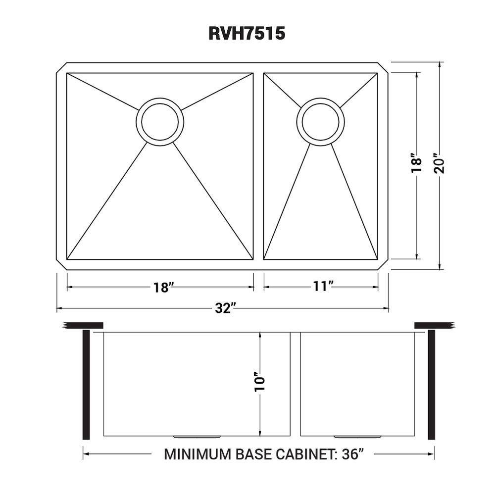Ruvati 32-inch 16 Gauge Kitchen Sink. Picture 13