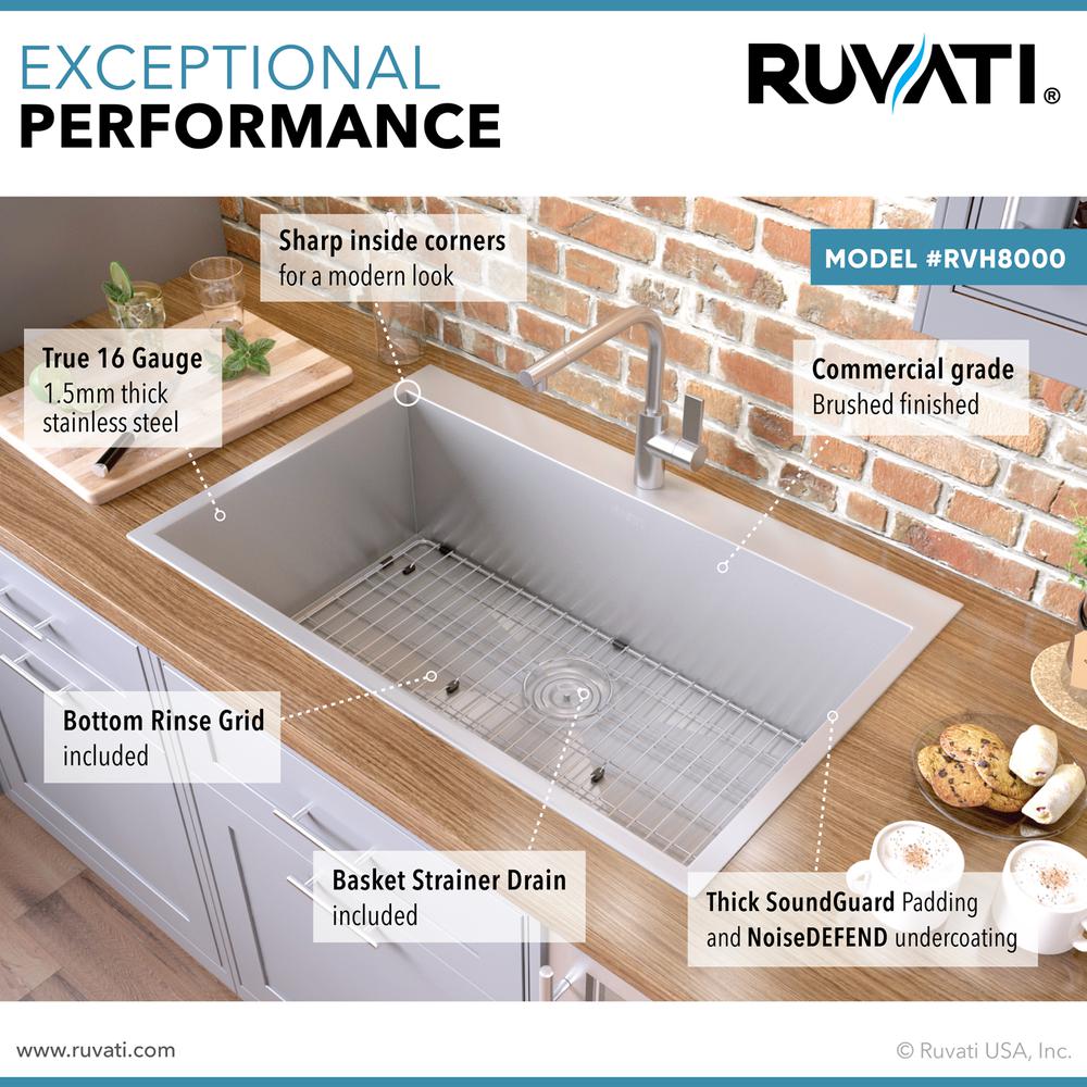 Ruvati 33 x 22 Kitchen Sink Single Bowl1 hole. Picture 6