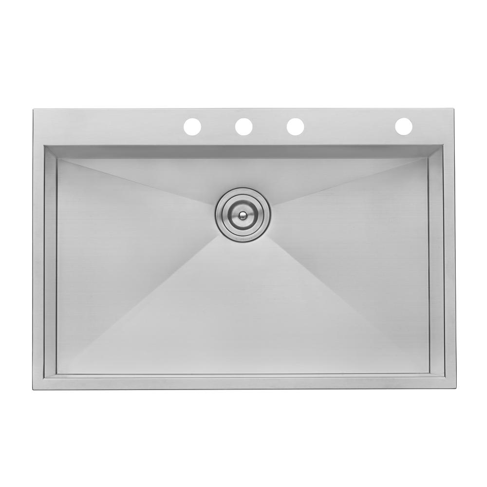 Ruvati 33 x 22 inch Kitchen Sink Single Bowl 4 holes. Picture 5