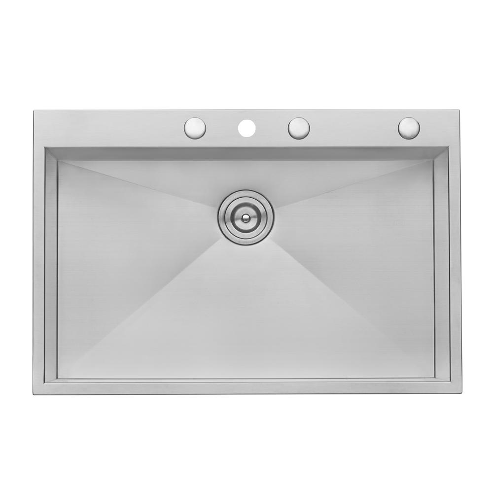 Ruvati 33 x 22 inch Kitchen Sink Single Bowl 4 holes. Picture 6
