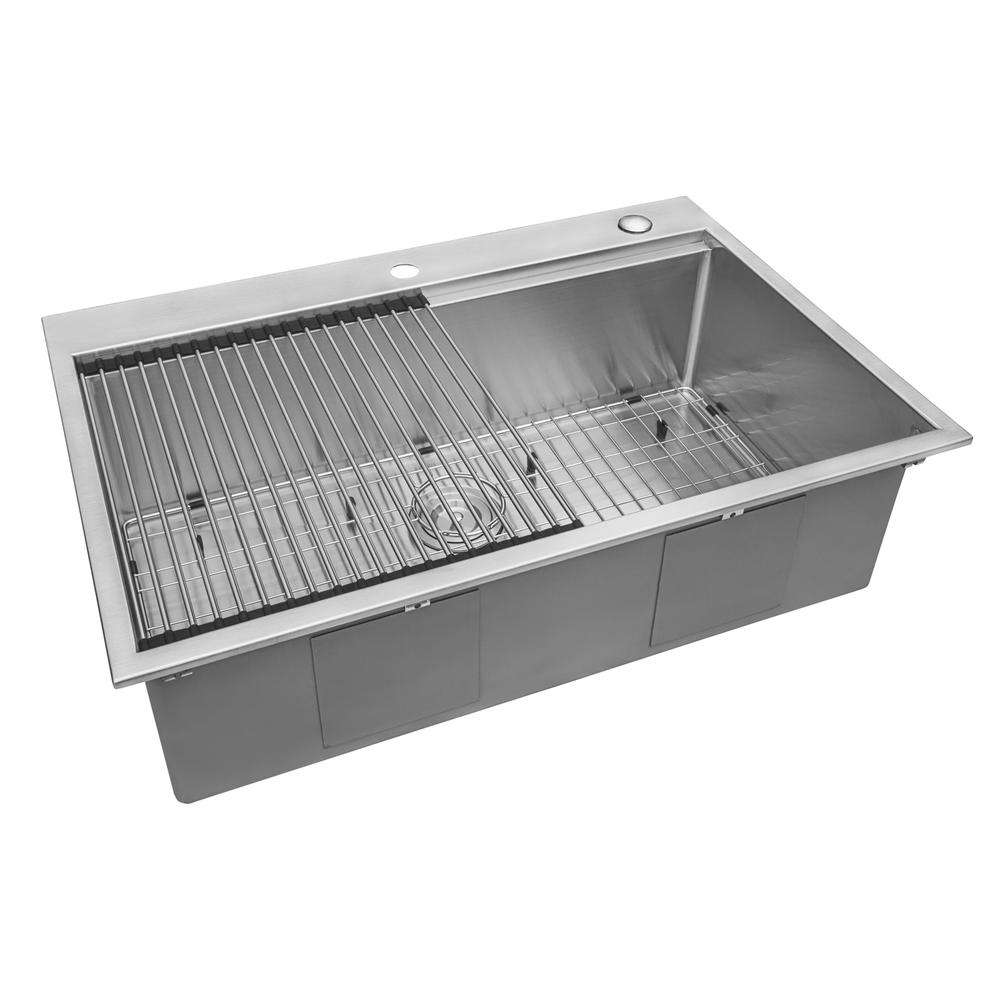 Ruvati 33 x 22 inch 16 Gauge Rounded Corners Kitchen Sink Single Bowl. Picture 3