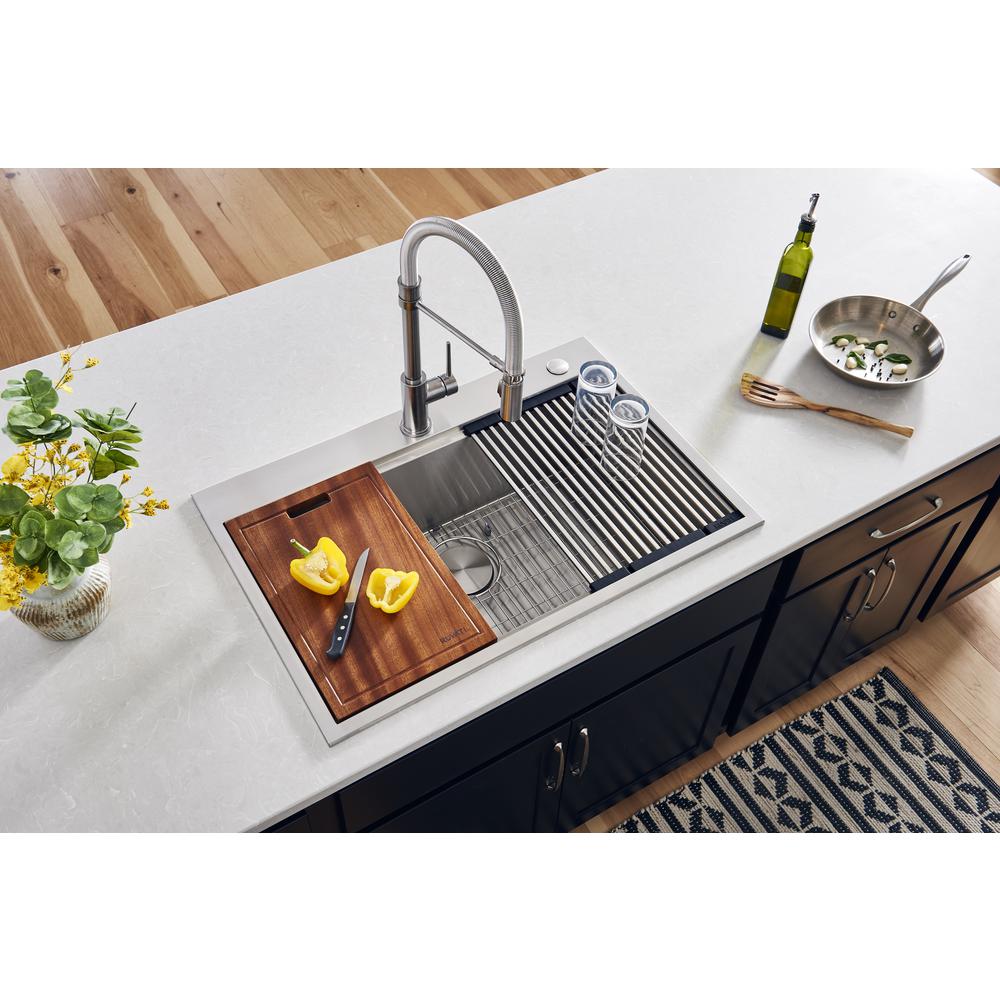 Ruvati 33 x 22 inch 16 Gauge Rounded Corners Kitchen Sink Single Bowl. Picture 22