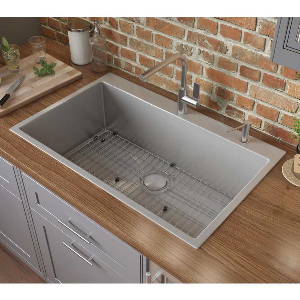 Ruvati 33 x 22 inch Drop-in 16 Gauge Topmount Kitchen Sink Single Bowl. Picture 13
