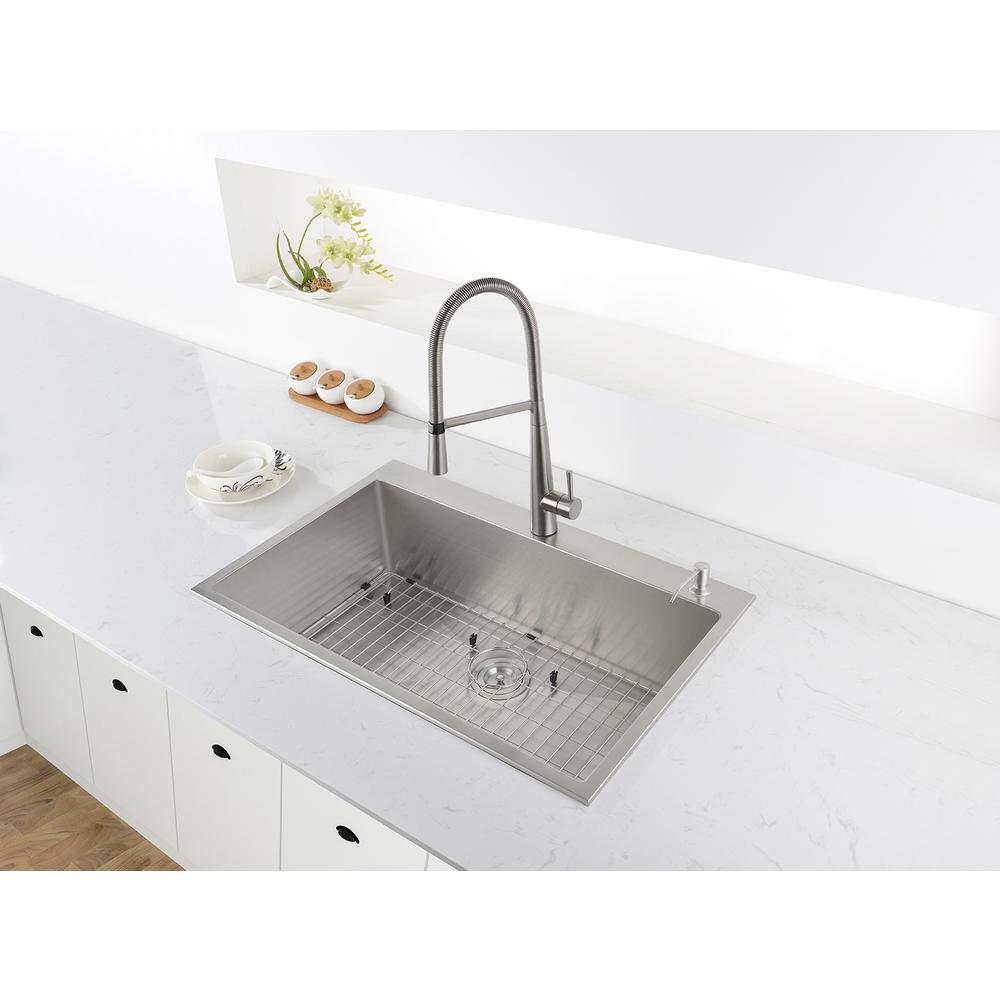 Ruvati 33 x 22 inch Drop-in 16 Gauge Topmount Kitchen Sink Single Bowl. Picture 8