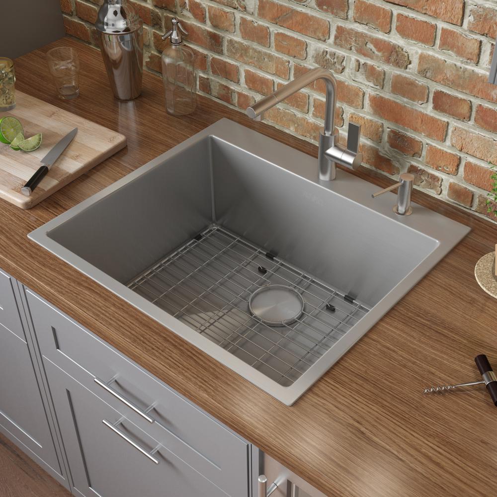 Ruvati 25-in Drop-in Topmount 16 Gauge Rounded Corners Kitchen Sink Single Bowl. Picture 11
