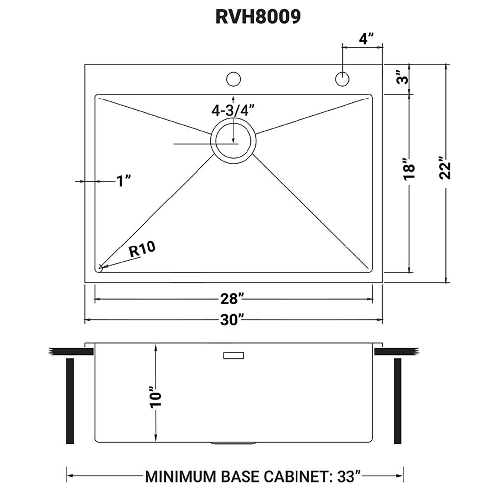 Ruvati 30 x 22 in Drop-in Topmount 16 Gauge Kitchen Sink Single Bowl. Picture 12
