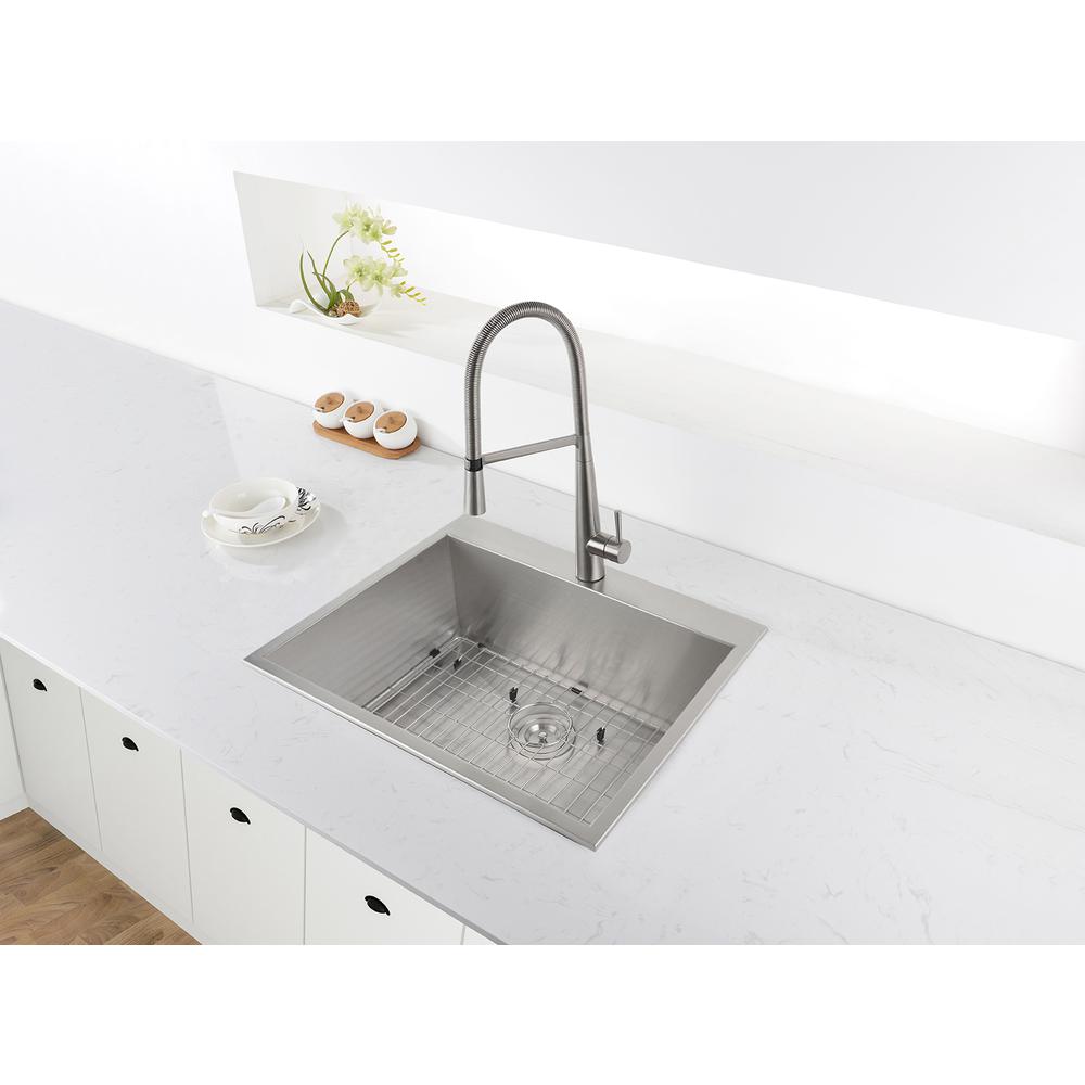 Ruvati 25" Drop-in Topmount 16 Gauge Stainless Steel Single Bowl Kitchen Sink. Picture 8