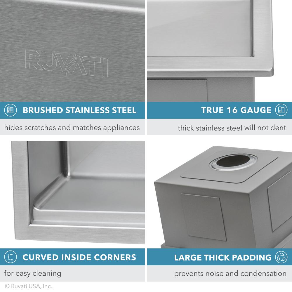 Ruvati 25 x 22 inch Workstation Topmount 16 Gauge Ledge Kitchen Sink Single Bowl. Picture 16