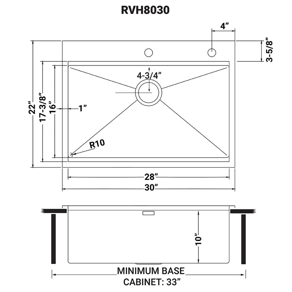 Ruvati 30 x 22 inch Workstation Topmount 16 Gauge Ledge Kitchen Sink Single Bowl. Picture 5