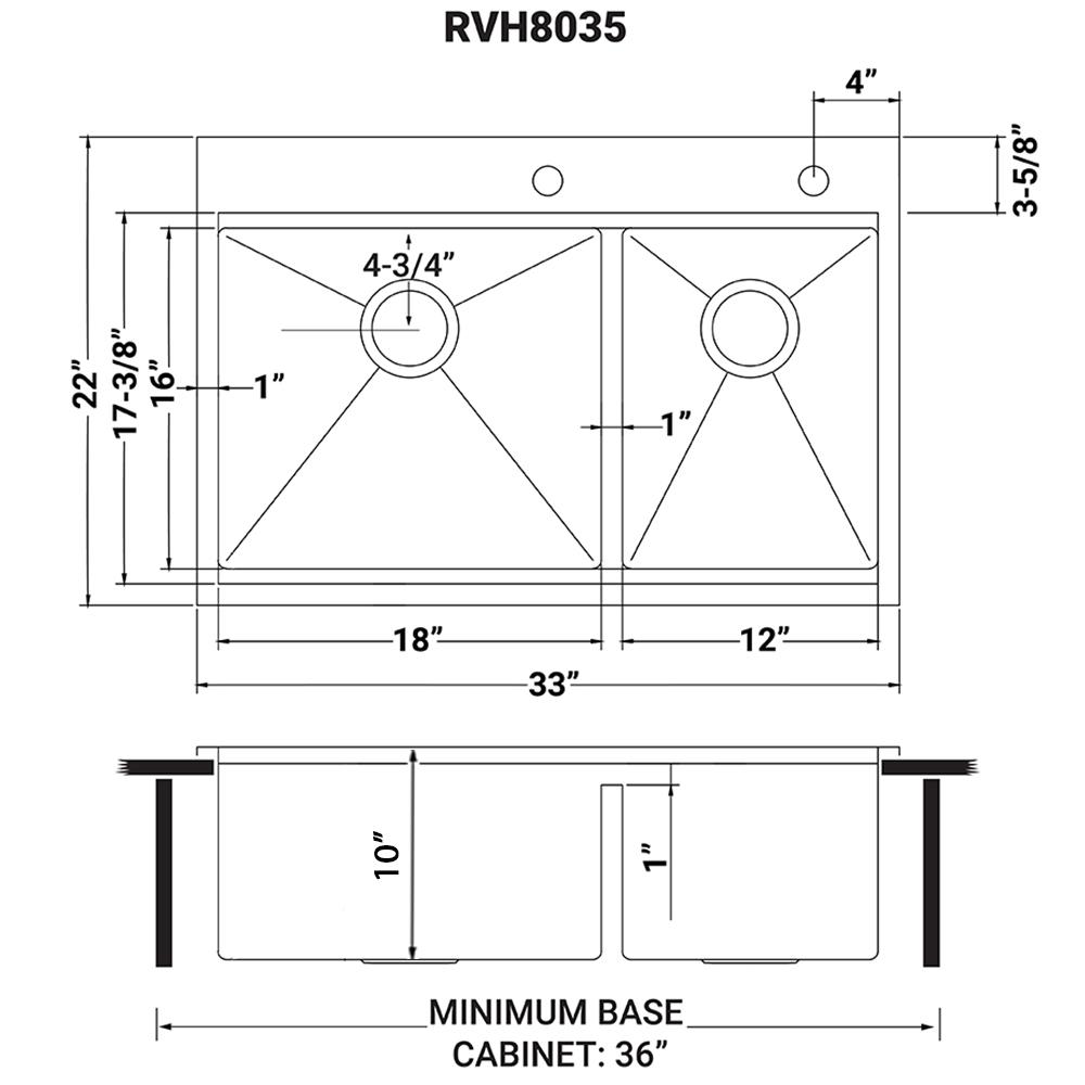Ruvati 33 x 22 inch Workstation Bowl Topmount 16 Gauge Ledge Kitchen Sink. Picture 10