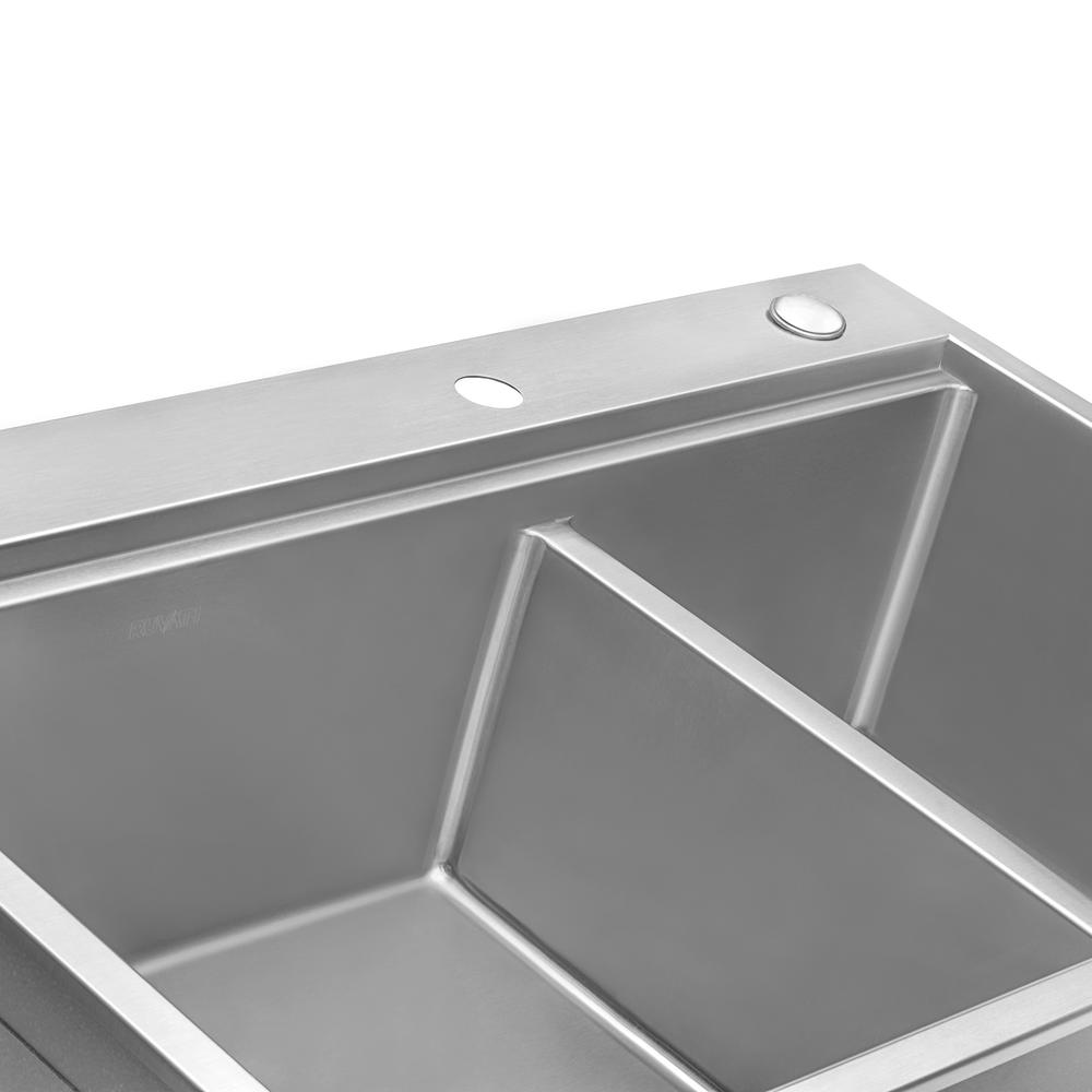 Ruvati 33 x 22 inch Workstation Drop-in 40/60 Double Bowl Topmount Kitchen Sink. Picture 9