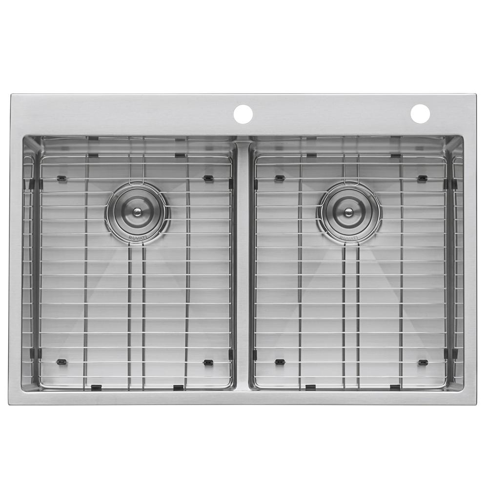Ruvati 33 x 22 inch Drop-in 50/50 Double Bowl 16 Gauge Topmount Kitchen Sink. Picture 3