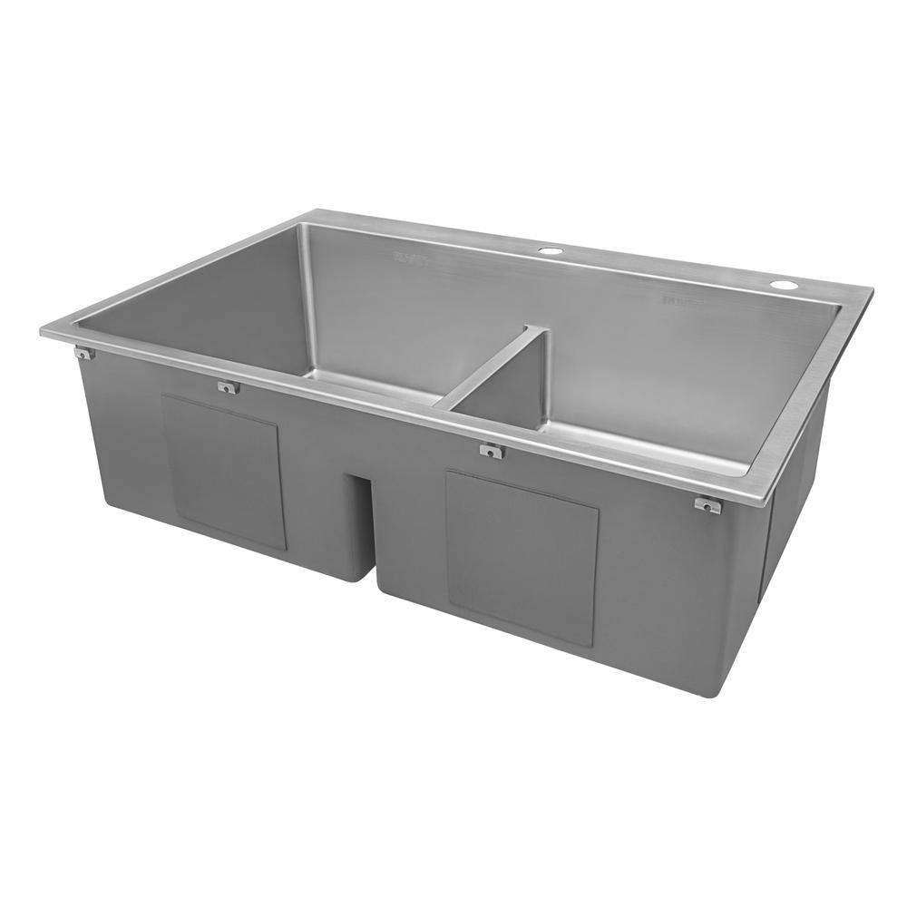 Ruvati 33 x 22 inch Drop-in 50/50 Double Bowl 16 Gauge Topmount Kitchen Sink. Picture 10