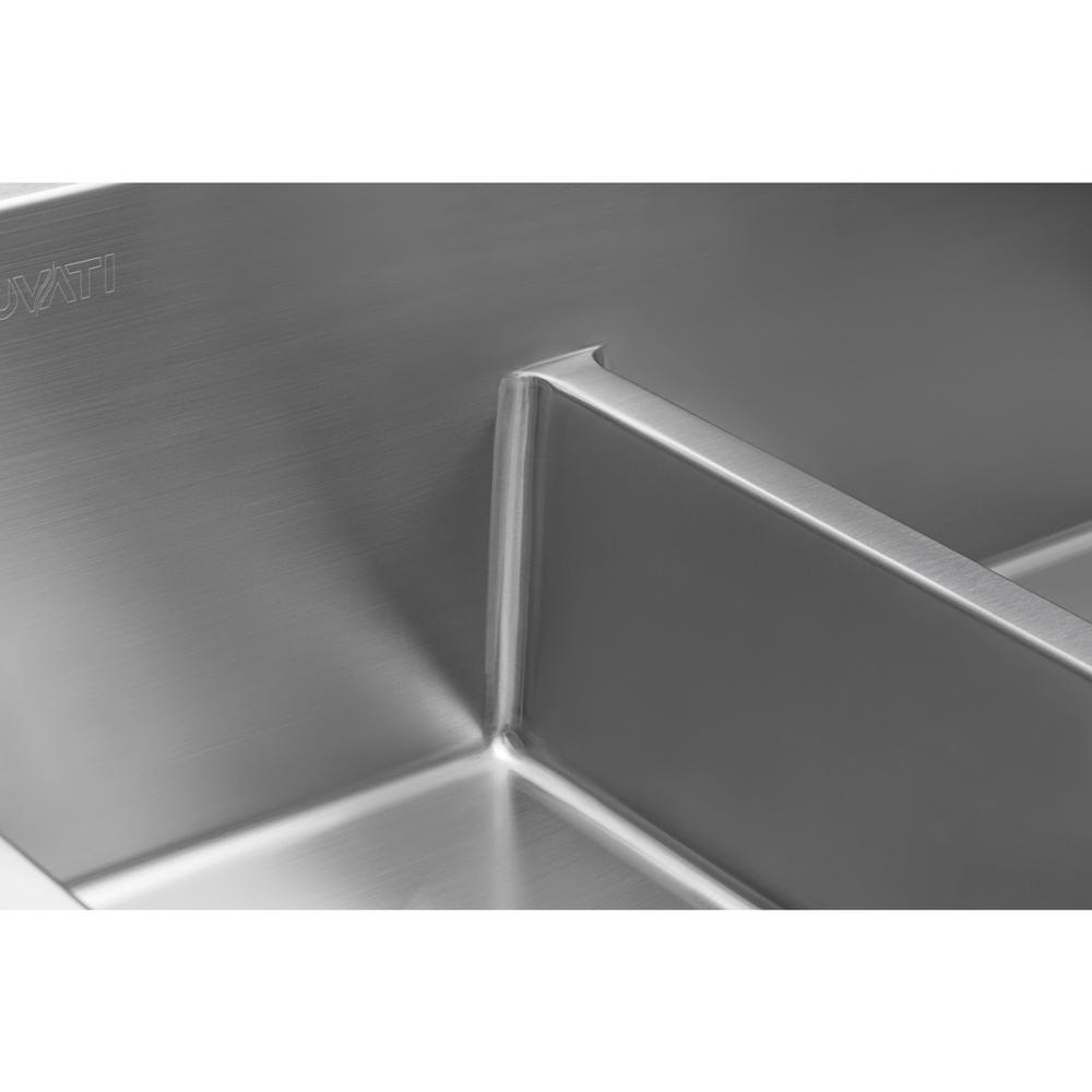 Ruvati 33 x 22 inch Drop-in 50/50 Double Bowl 16 Gauge Topmount Kitchen Sink. Picture 11
