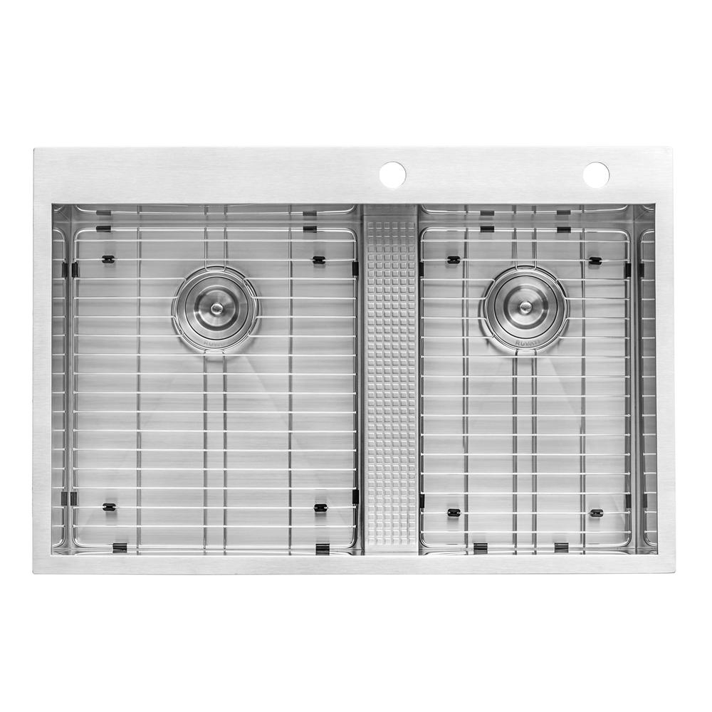 Ruvati 33-inch Drop-in Low Platform-Divide 16 Gauge Topmount Kitchen Sink. Picture 2