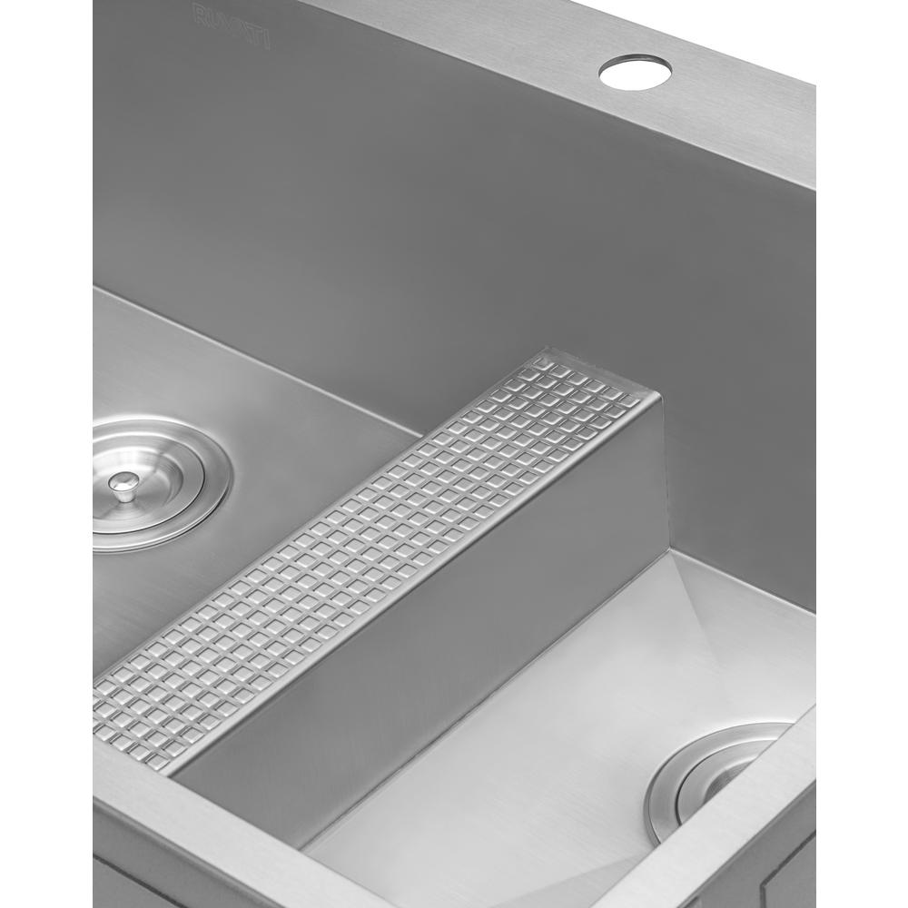 Ruvati 33-inch Drop-in Low Platform-Divide 16 Gauge Topmount Kitchen Sink. Picture 7