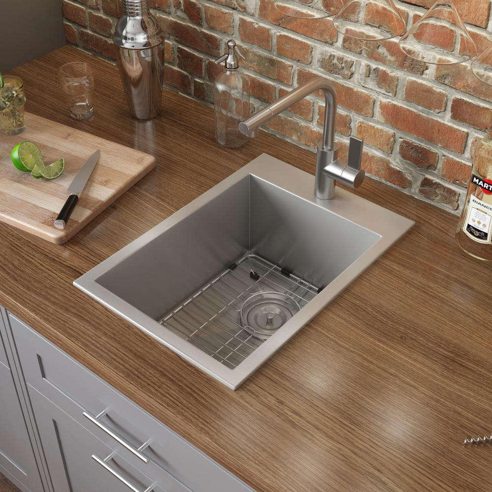 Ruvati 15 x 20 inch Drop-in Topmount Bar Prep Sink 16 Gauge Single Bowl. Picture 10