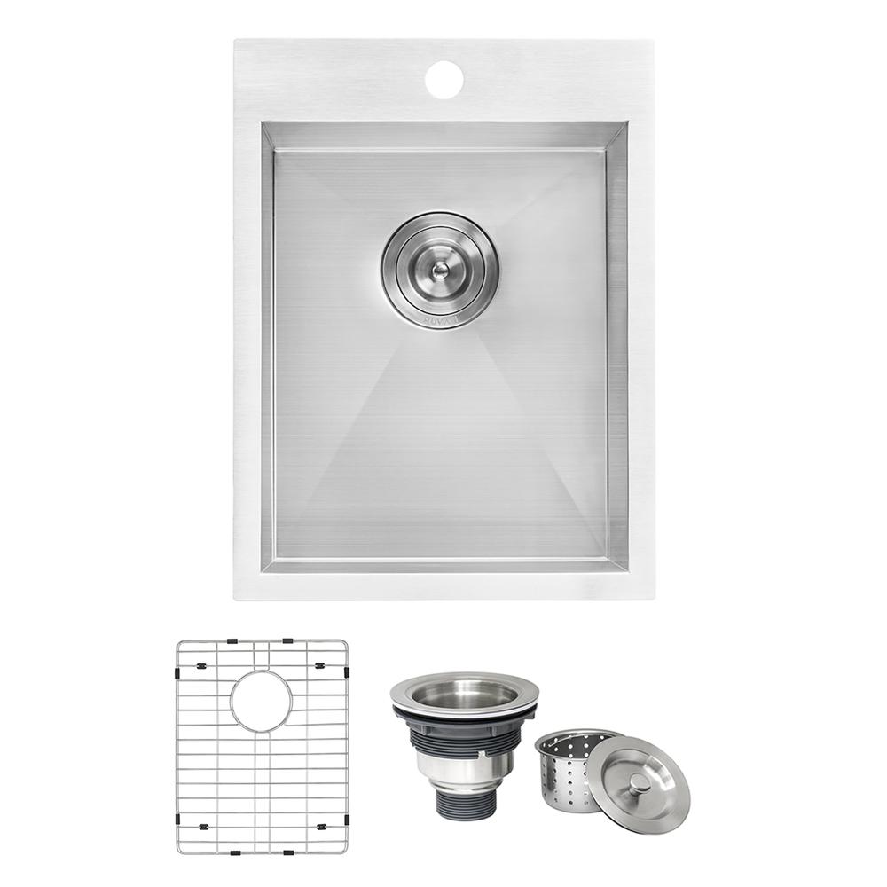 Ruvati 15 x 20 inch Drop-in Topmount Bar Prep Sink 16 Gauge Single Bowl. Picture 3