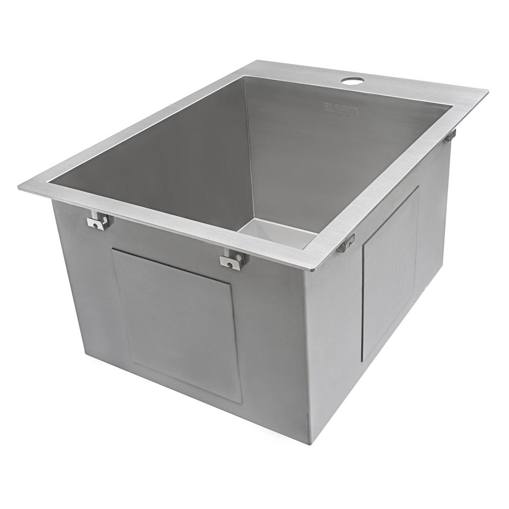 Ruvati 15 x 20 inch Drop-in Topmount Bar Prep Sink 16 Gauge Single Bowl. Picture 4
