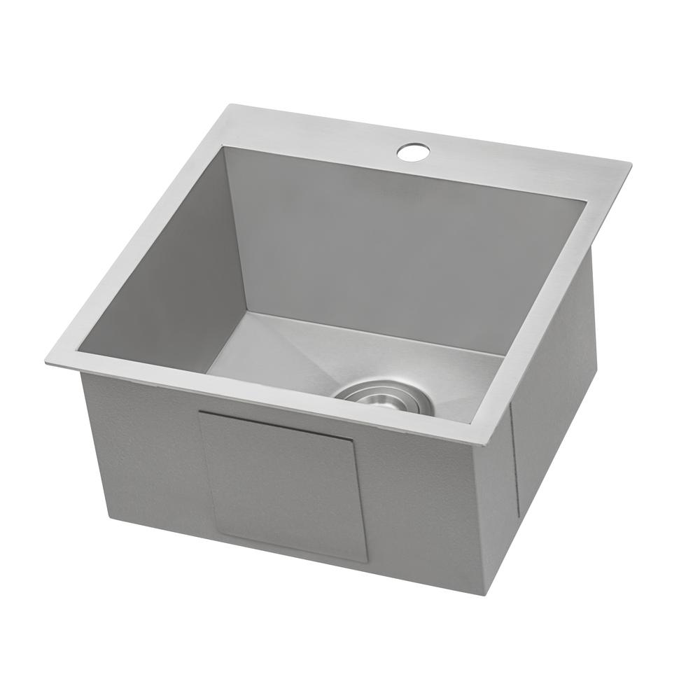 Ruvati 18 x 18 inch Drop-in Topmount Bar Prep Sink 16 Gauge Single Bowl. Picture 2