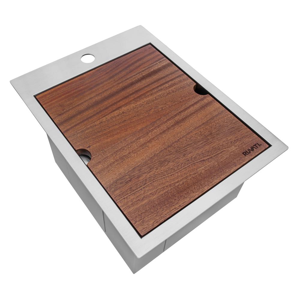 Ruvati 15 x 20 inch Workstation Drop-in Topmount Bar Prep RV Sink 16 Gauge. Picture 10