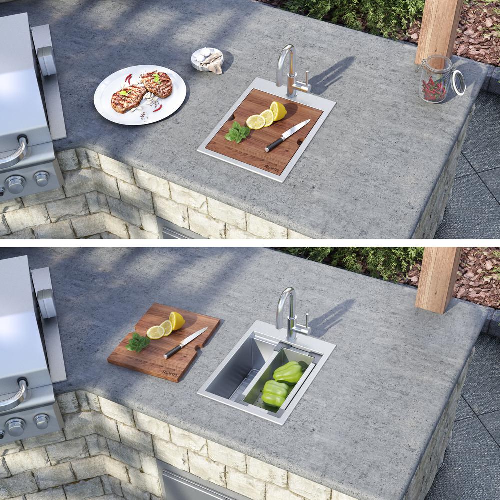 Ruvati 15 x 20 inch Workstation Drop-in Topmount Bar Prep RV Sink 16 Gauge. Picture 2